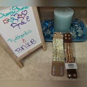 (2) Paparazzi Bracelets, TAN & YELLOW RHINESTONES + BROWN & GOLD RHINESTONE, NEW